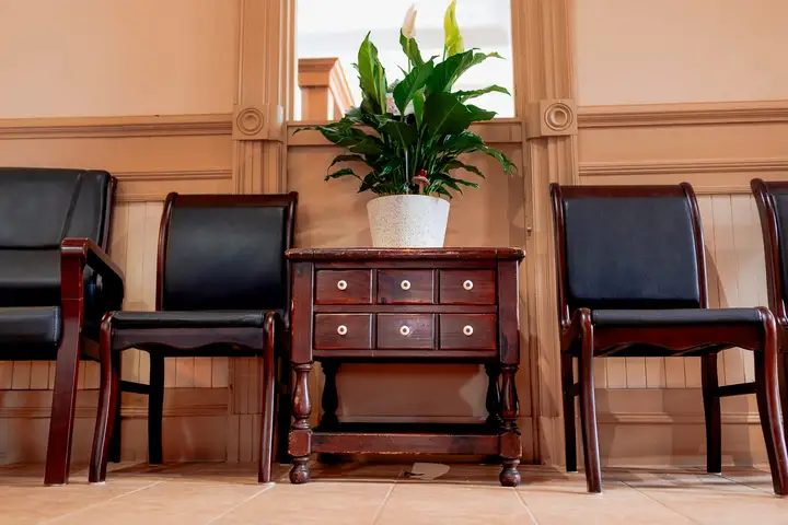 The waiting area in the firm's heritage Moncton office