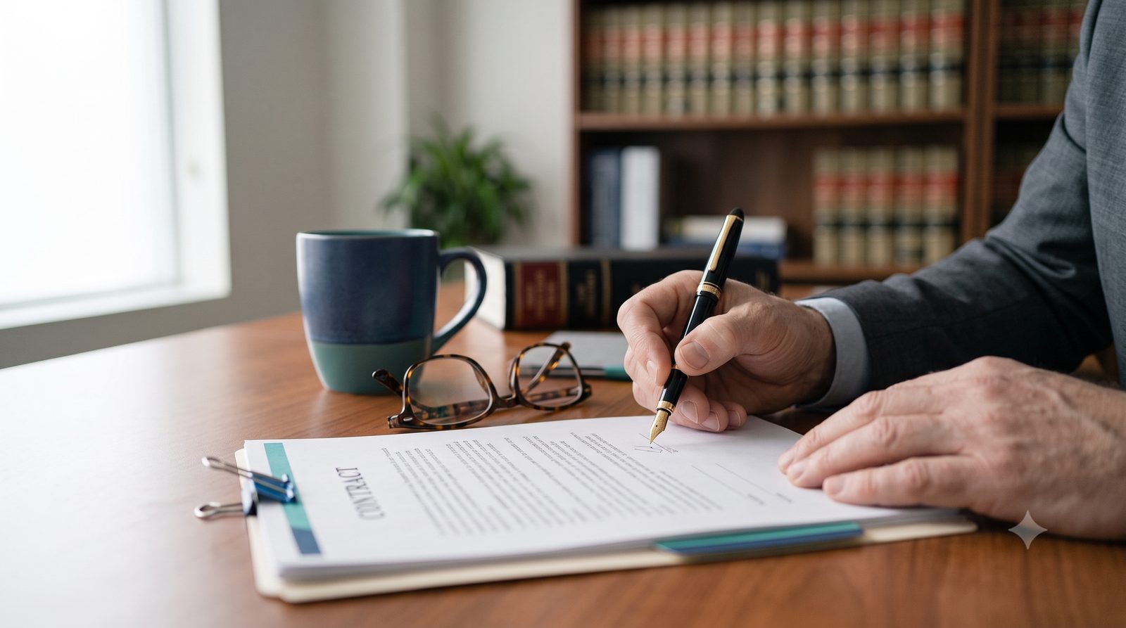Minor Personal Injury Deductible and Insurance in Newfoundland 3 Lawyer annotating a printed contract with a fountain pen